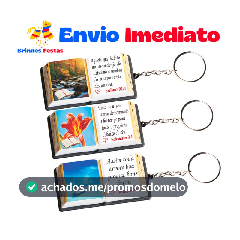 Kit 100- Chaveiro-Mini Biblia-Lembracinhas-Todos Os Versiculos Novo
