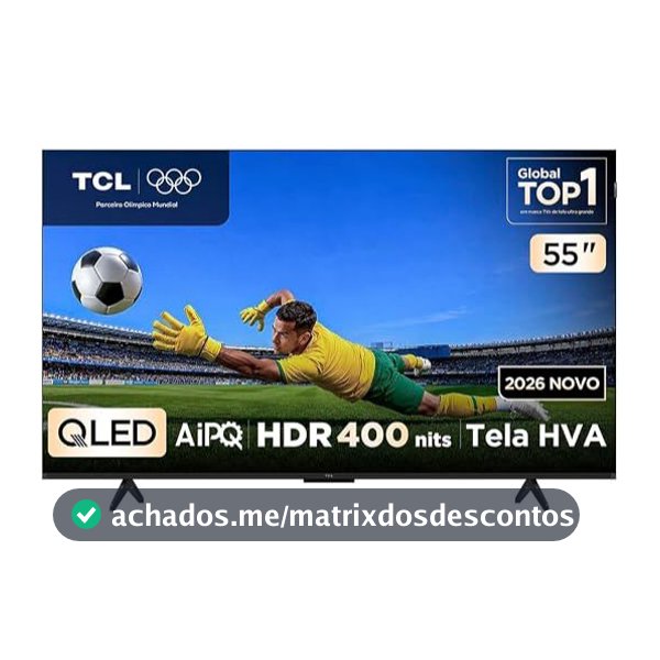 Smart TV TCL 55" QLED 4K P7L Wi-Fi Bluetooth Google TV HDR10+ 120 Hz VRR AIPQ 55P7L
