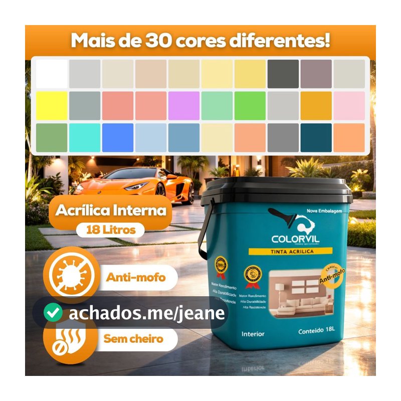 Tinta Interna 18 Litros Colorvil | AntiMofo | Sem Cheiro |Rendimento e Durabilidade | Diversas cores