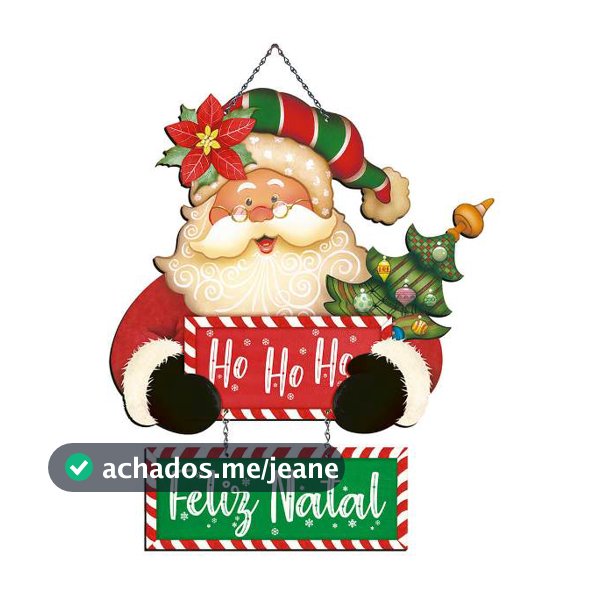 Natal - Placa Decorativa para Porta ou Parede - Ho Ho Ho, Feliz Natal