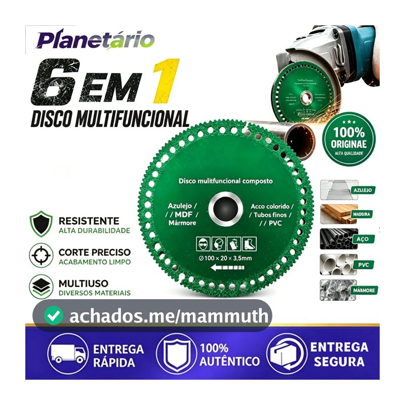 6 Em 1 Disco De Corte Com Diamante Lâmina De Serra Multifuncional 100mm Para Azulejo Cerâmico Metais e PVC