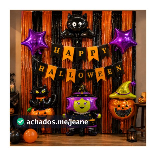 Kit Decoração Halloween Painel Metalizado Laranja Preto ,balões Cenário para Fotos e Festa