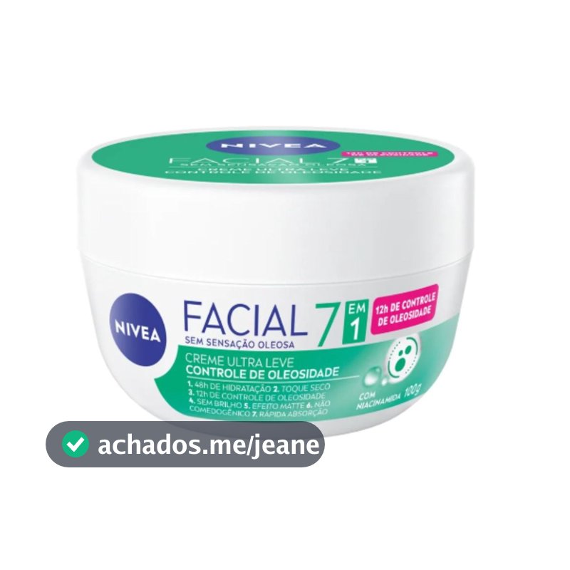 NIVEA Creme Facial 7 em 1 Controle da Oleosidade 100G
