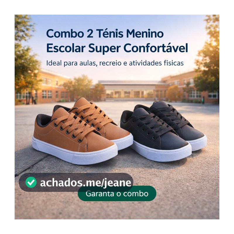 Combo 2 Tênis Menino Escolar | Confortável, Sola Antiderrapante Ideal Para Escola | GARANTA O COMBO!