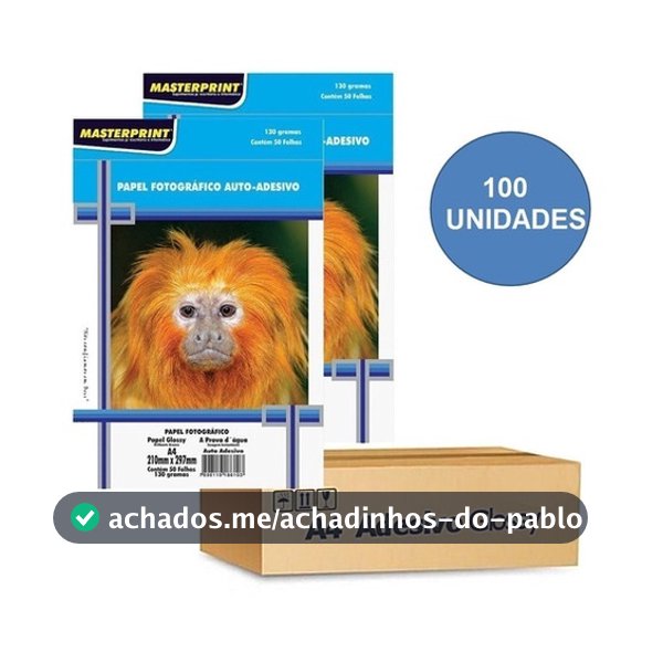 Papel Fotográfico Adesivo 130G Glossy 100 Folhas A4 MASTERPRINT (PAPEL ADESIVO)