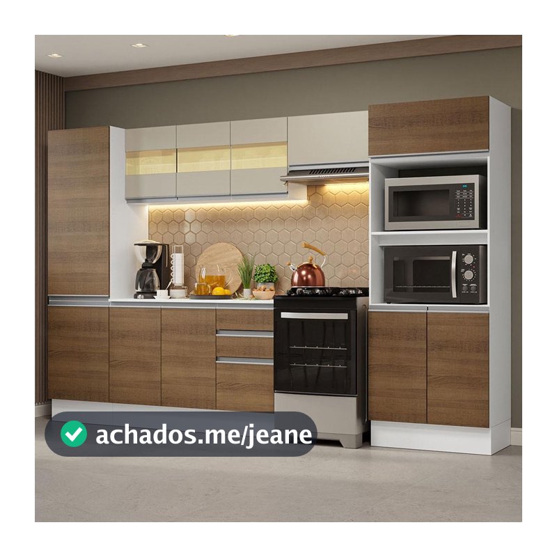Armário de Cozinha Completa 100% MDF 300cm Smart Madesa 03
