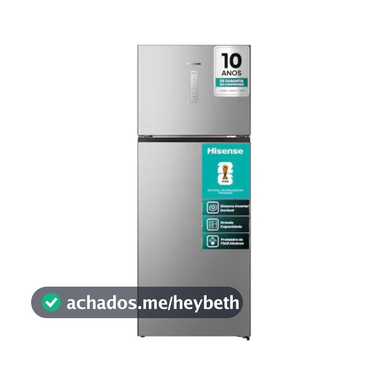 Refrigerador Duplex 466L RT3N461 Frost Free Inverter Portas Planas Prateleiras de Vidro Econômica Hisense