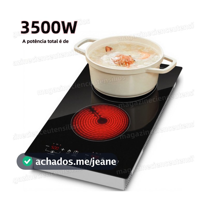 3500W Fogão Cooktop 2 Bocas Embutir Indução Vitrocerâmica 110V/220V