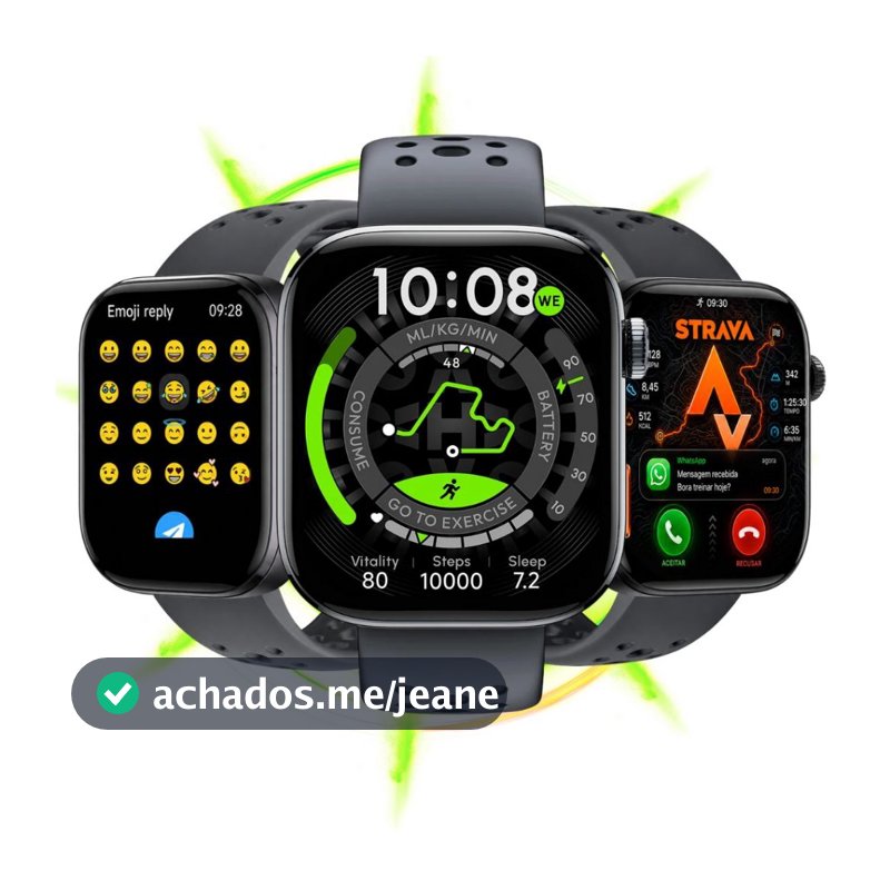 Smartwatch Haylou Watch Hyper GPS L1 L5 Strava Responde WhatsApp 5ATM Mapas Offline 170+ Esportes Tela 1,97