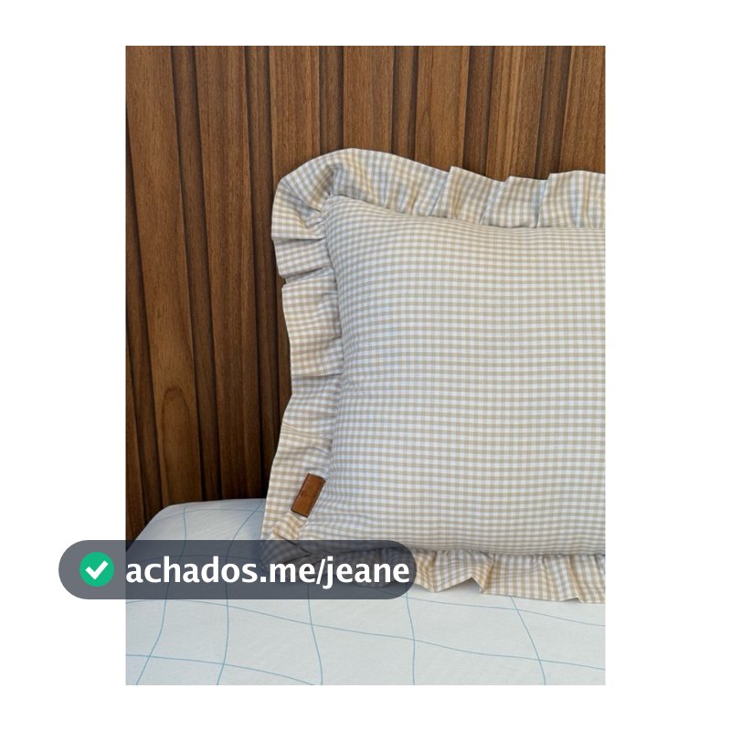 Kit DUAS (2) Almofadas Com Enchimento Babados Xadrez 100% Algodão Baguete 50x30