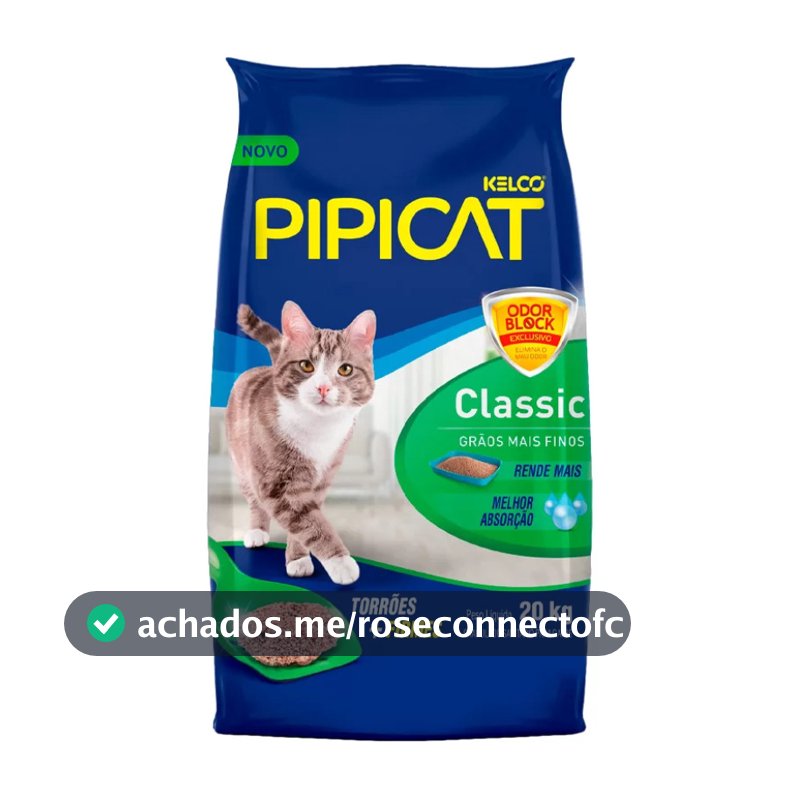 Areia Sanitária Kelco Pipicat Classic para Gatos - 20 Kg