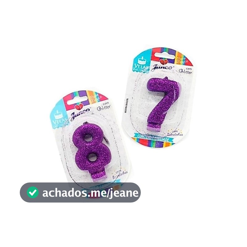 Vela Glitter Roxa Vela de Aniversário 01 Unidade Vela Número Para Bolo de Festas Aniversários Festa Infantil Lilás
