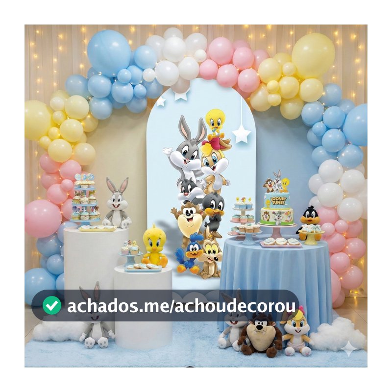 Capa Festiva Painel Romano Decoração L00ney Tones Lançamento Infantil Aniversario Festa Bibi Painéis