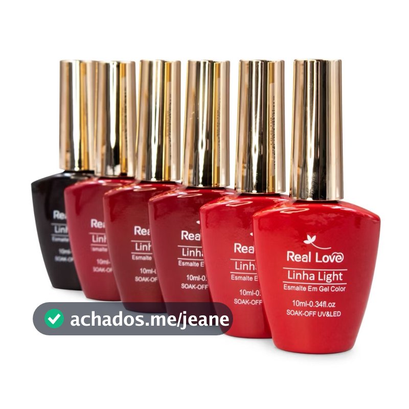 Kit 6 Esmalte em Gel Tons de Vermelho Linha Light Real Love 10 ml