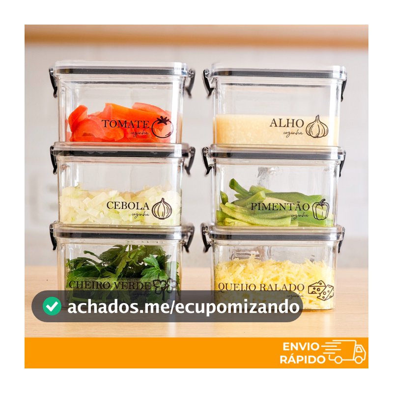 Potes Herméticos para Geladeira 460ml/950ml - Porta Mantimento, Geladeira, Alho, Cebola - Kits e individuais