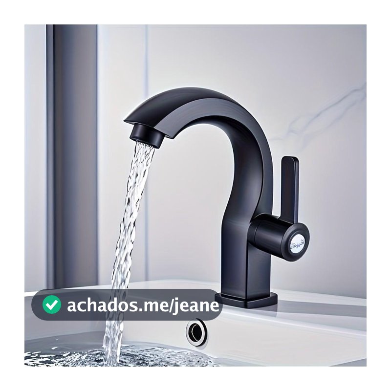 Torneira de Bancada Moderna Bica Alta Preto Mate Monocomando Fácil Instalação Economia de Água