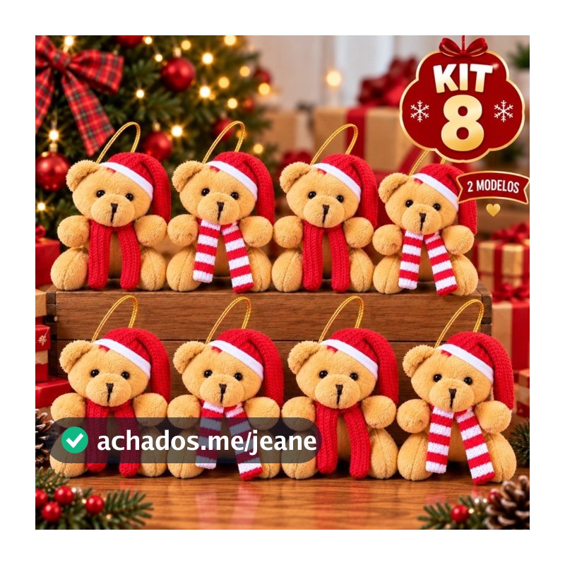 Kit Enfeite Natal Decorativo Ursinho Natalino Para Pendurar 10cm
