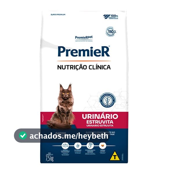 Ração Premier Nutrição Clínica Urinário Gatos Adultos 7,5kg Sabor Frango