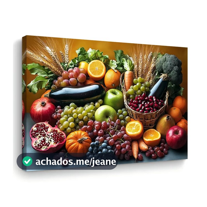 Quadro Decorativo Frutas e Legumes de Colheita Decoração de Parede, Decoração de Casa e Cozinha
