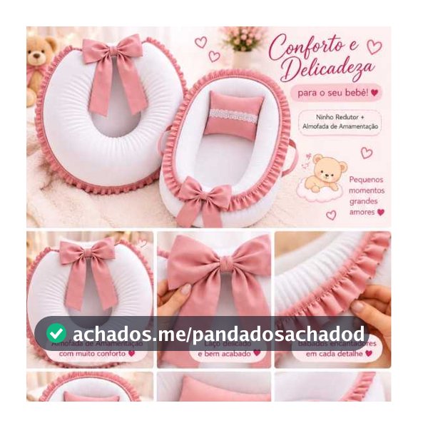 Kit Ninho Redutor Bebê +Almofada de Amamentação com BABADO COLORIDO LUXO