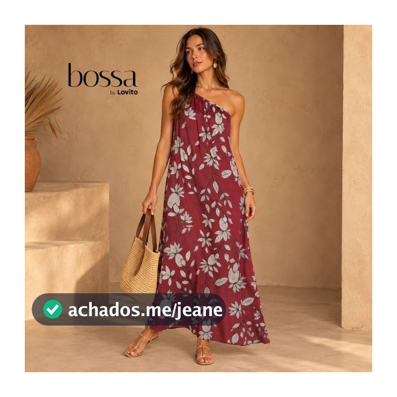 Lovito Bossa Vestido Midi com Ombro Assimétrico DRB763BRL793