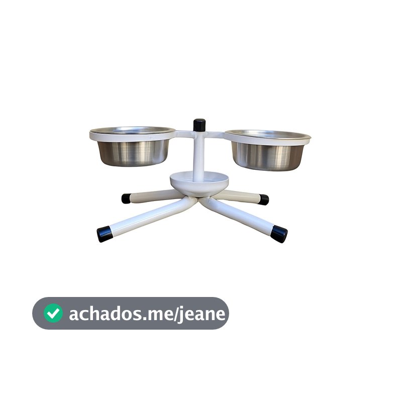 Comedouro Duplo Pet PP Fixo com Anti Formigas Cachorros Gatos Pintura Eletrostática LMC Pet