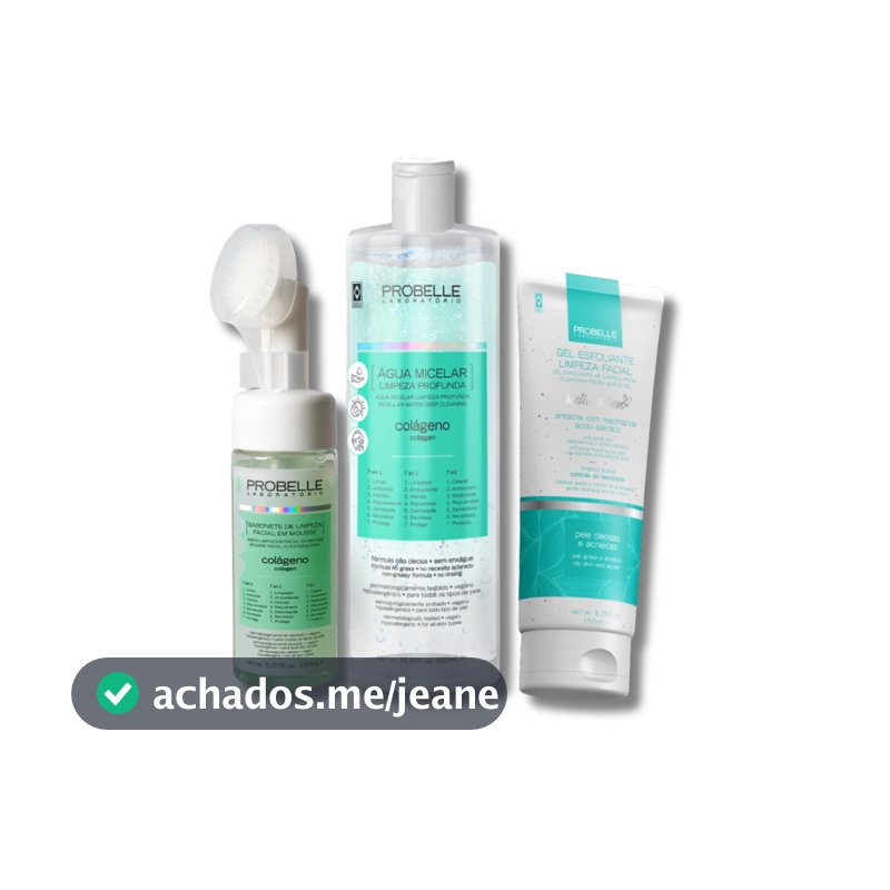 KIT Skin Care Probelle (Gel esfoliante + Mousse de Limpeza + Água Micelar)