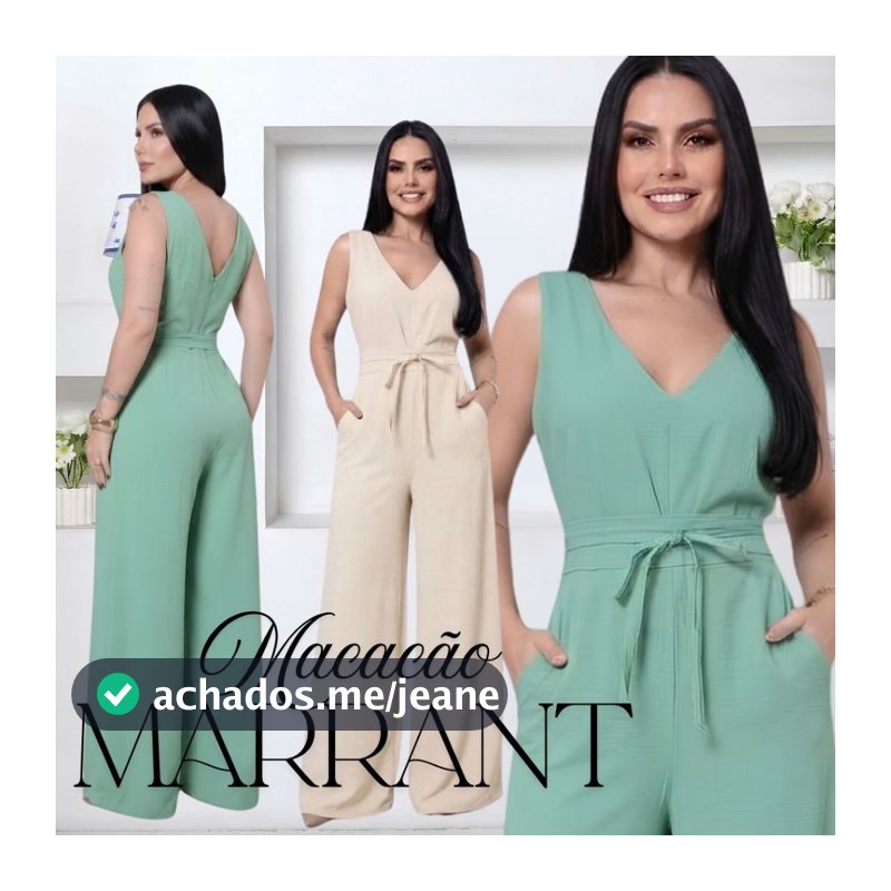 Macacão Longo Feminino Pantalona Sensorial Marrant Com Zíper e Cinto Amarração Elegante Sem Manga