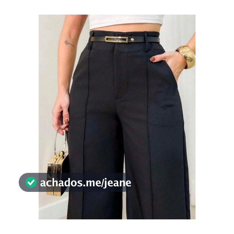 Calça Pantalona Alfaiataria Premium Cintura Alta Com Ziper Lateral  Com Cinto  PROMOÇAO
