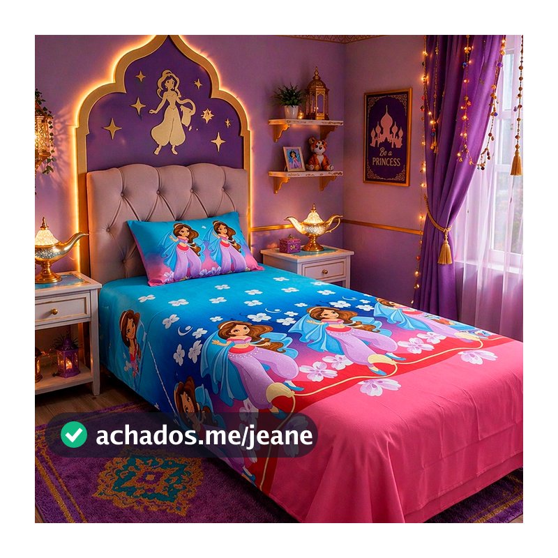 Kit de Lençol Infantil Solteiro Hello Kitty Princesas Barbie Com Porta Travesseiros