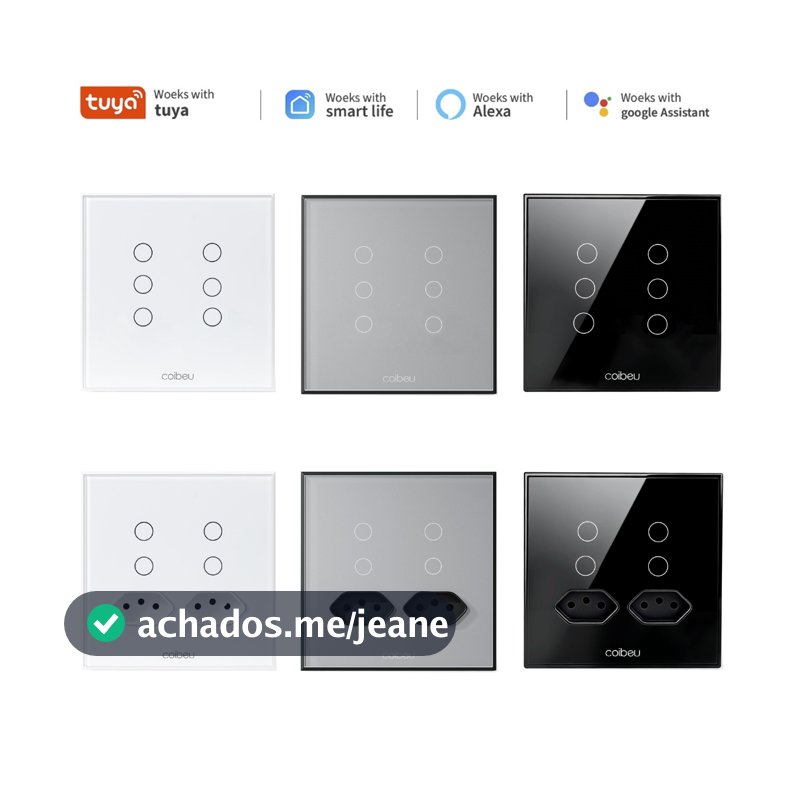 COIBEU Tuya WiFi Interruptor Inteligente Touch com Controle Remoto Sem Fio para Alexa e Google Home