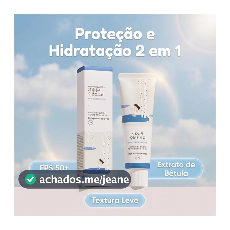 Protetor Solar Coreano Round Lab Birch Juice FPS 50+ Hidratante Facial Original