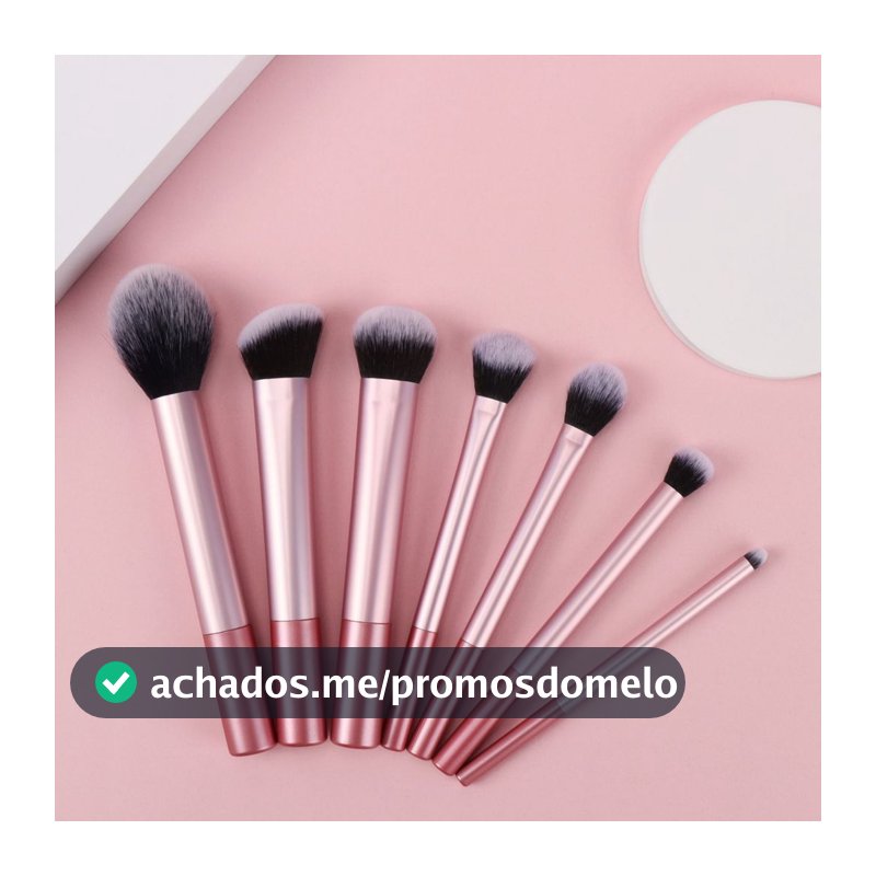 Kit 7 Pincéis de Maquiagem profissional 024-142 ROSA