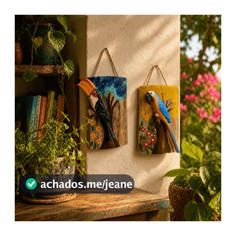 Arara De Madeira Decoração na Casca Artesanato Decorativo Tropical de Parede Rústico Para Casa