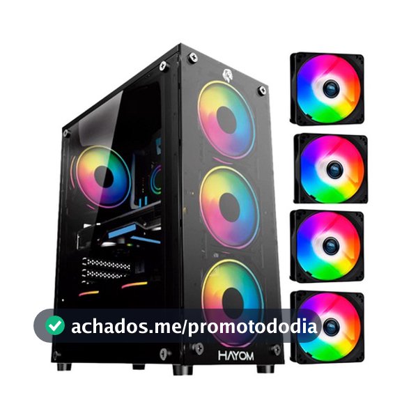 Gabinete Gamer 1749 Lateral E Frontal Em Vidro C/ 4 Fans Rgb