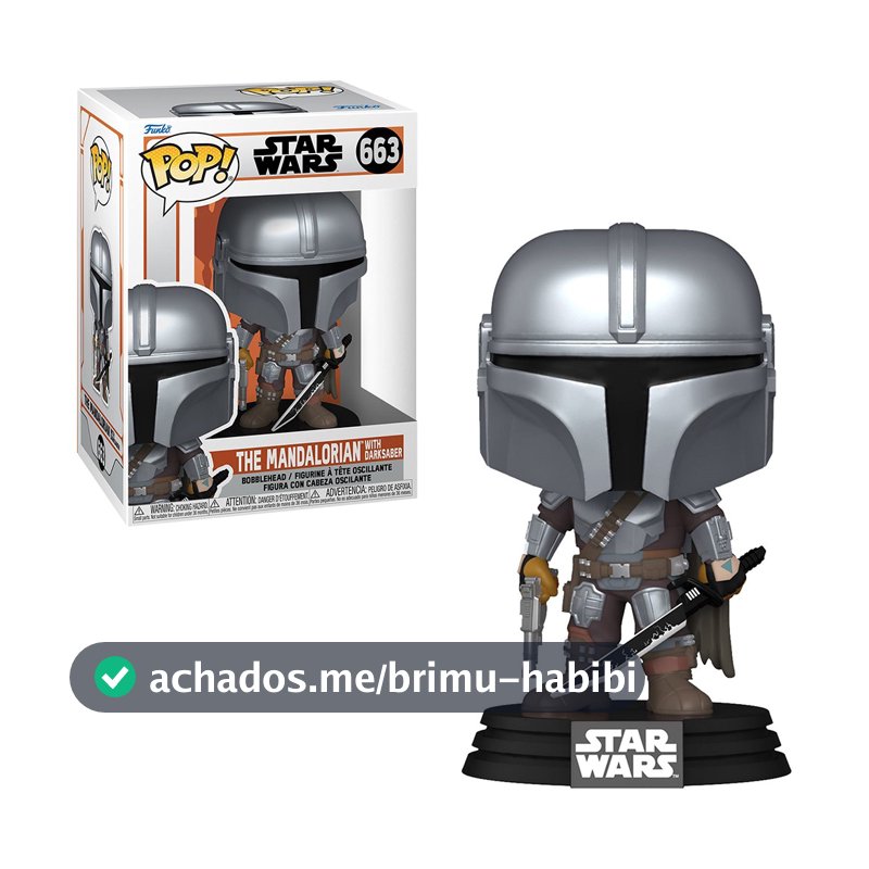 FUNKO POP STAR WARS THE MANDALORIAN WITH DARKSABER 663 NOVO ORIGINAL