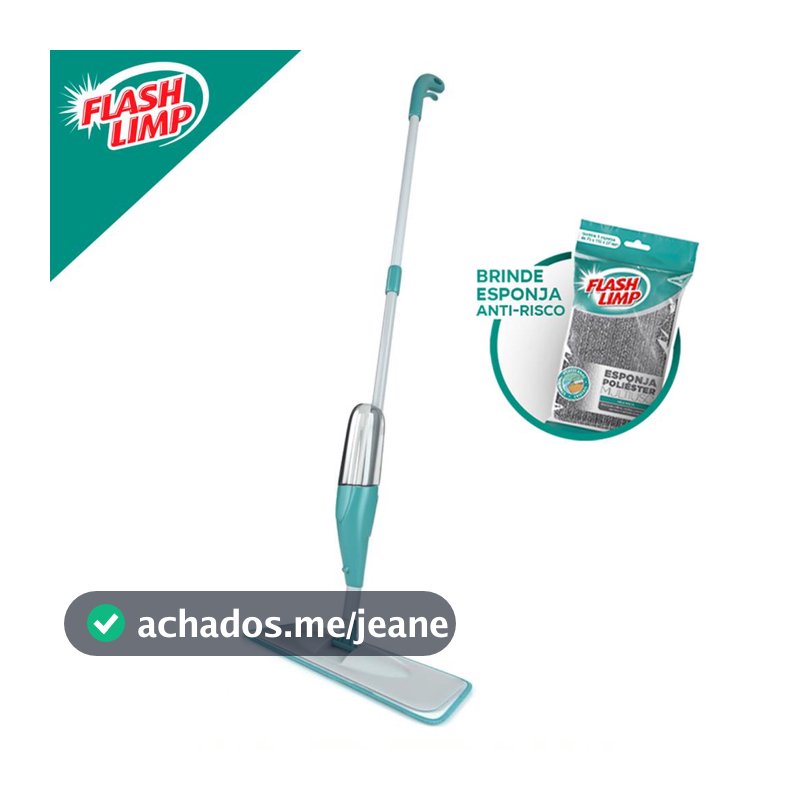 Mop Spray Fit Vassoura Rodo Magico Com Reservatorio Flash Limp + Esponja Poliester