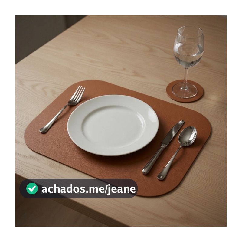 Kits Jogo Americano Sousplat 27x37cm + Porta Copo Couro eco Apoio de prato e apoio de copo