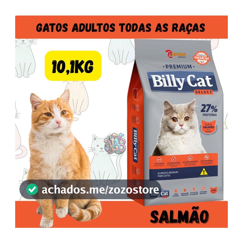 Billy Cat Ração Premium Gatos Adultos Salmão 10kg