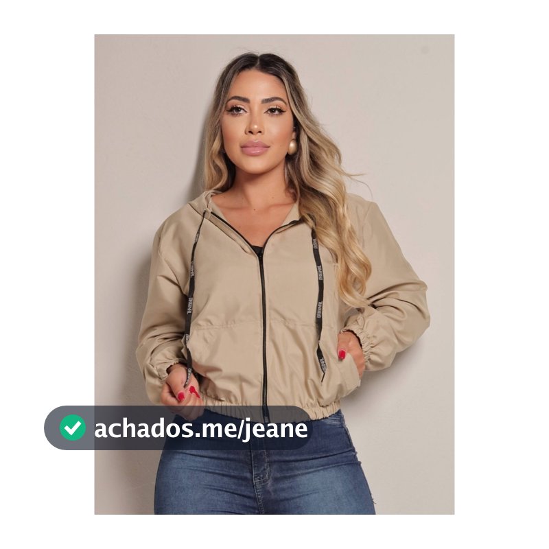 Jaqueta Corta Vento Feminino Liz Tactel Premium com elastano e cordão na touca