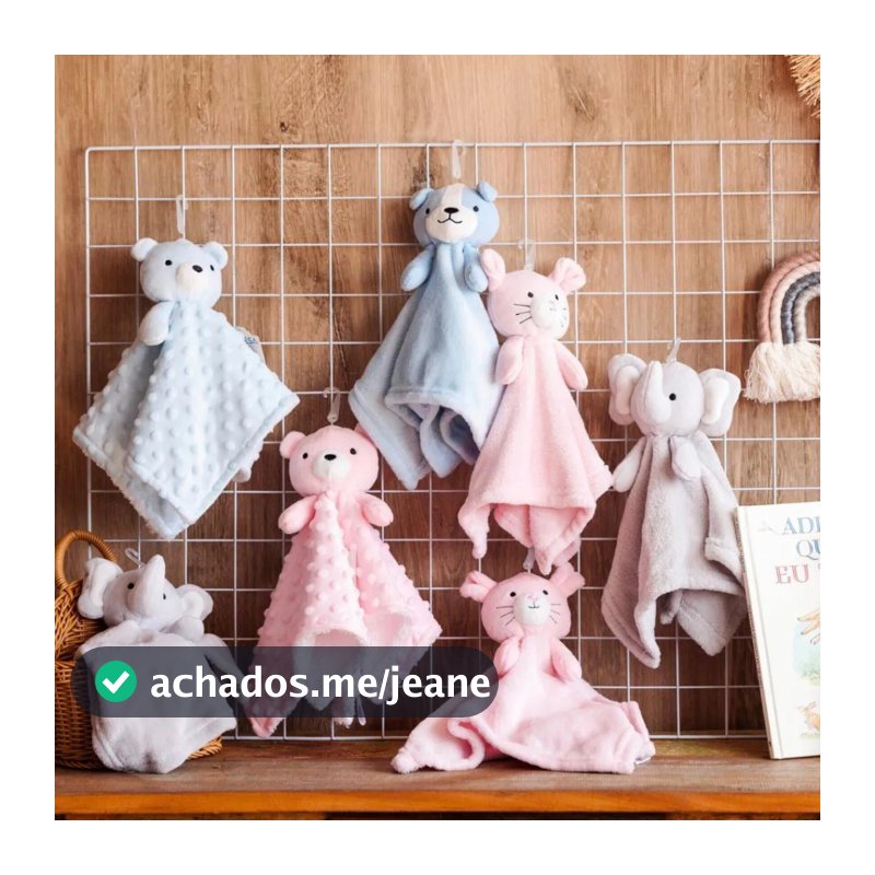 Naninha Com Porta Chupeta Soft Plush Antialérgico Extra Macio 28x28 cm 100% Algodão