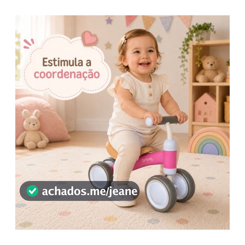 Bicicleta De Equilíbrio Andador 4 Rodas Brinq Kids Retro Sem Pedal