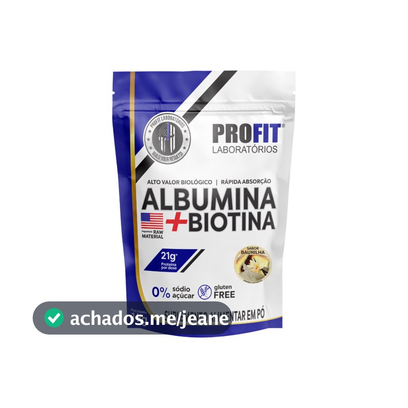 Albumina 1Kg Refil com Biotina Profit Laboratórios Alta Proteína