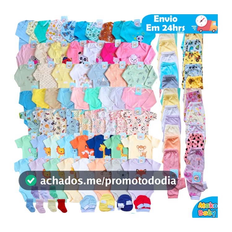 Kit Enxoval 36 Peças Completo Algodão Menino ou Menina Bebê Recém Nascido