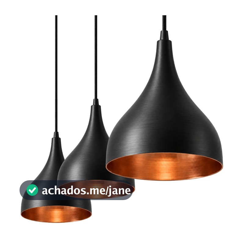 Kit 3 Pendente de Luminária Modelo Gota para Cozinha, Sala, Quarto Escritótio, Area Gourmet