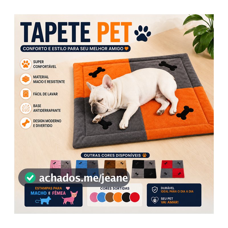 Colchonete Tapete Pet Com 4 Ossos Bordado 70cm x70cm Cama Pet Aveludada Super Macia Diversas Cores