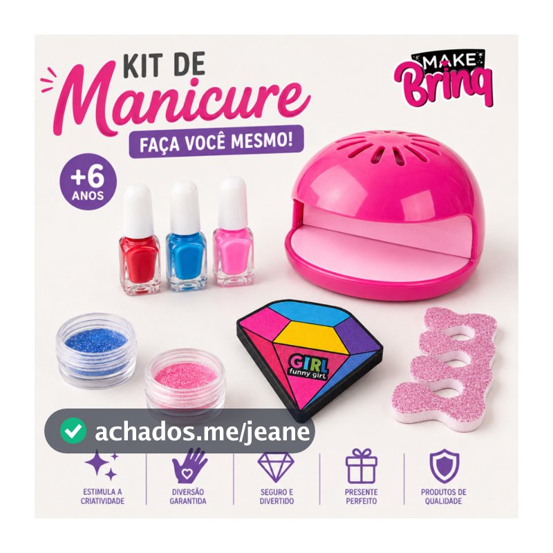 Brinquedo Kit Manicure Faz Unha Com Cabine Secadora De Unhas e Esmalte Infantil