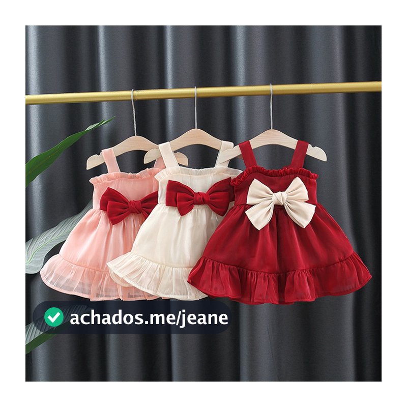 2024novo Vestido De Princesa Sling Bowknot Festa De Aniversário De Bebê Recém-Nascido