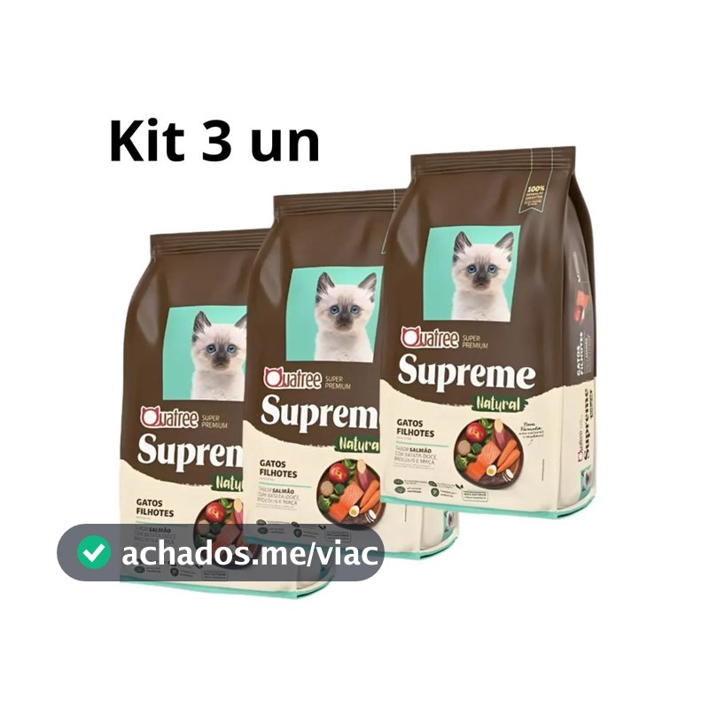 Kit Quatree Supreme  Gatos Filhotes Salmão 1 kg. - 3 Pacotes
