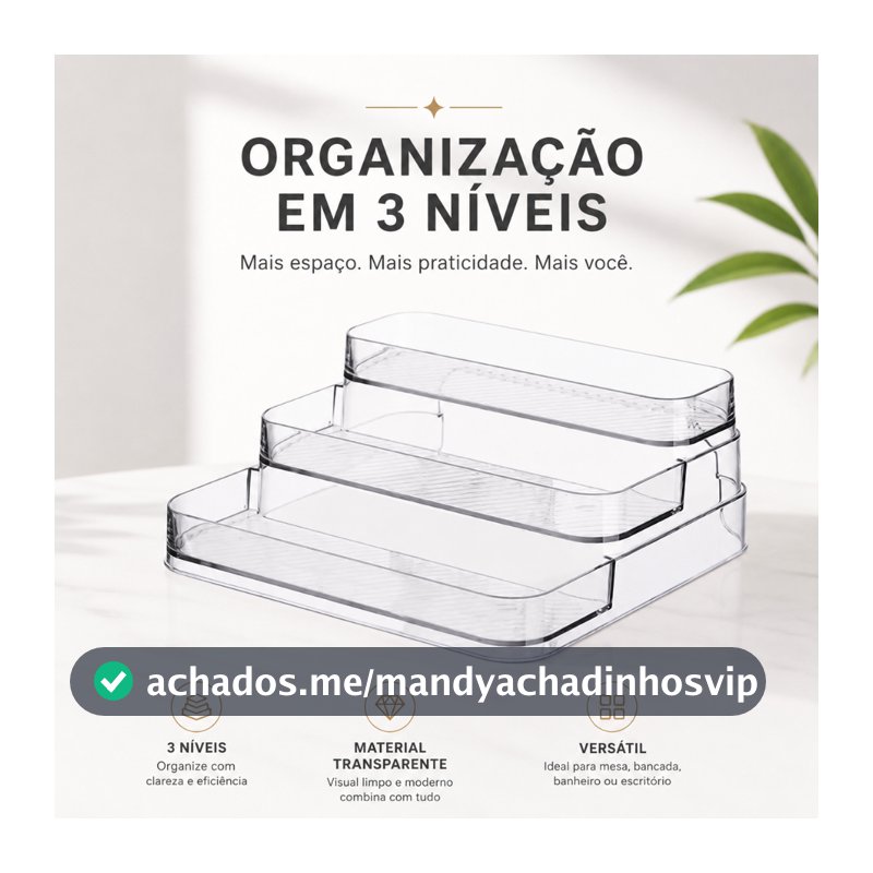 Expositor de Perfumes Cosméticos 3 Andares Multiuso Organizador Prateleira Diamante Porta Maquiagem